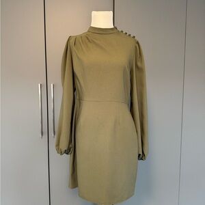 Chic Long Sleeve Olive Dress